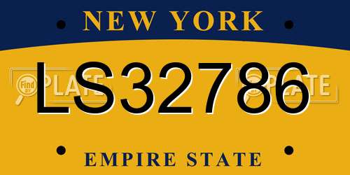 LS32786 New York License Plate
