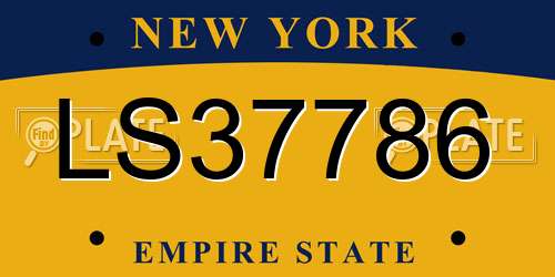 LS37786 New York License Plate