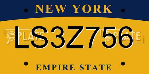 LS3Z756 New York License Plate