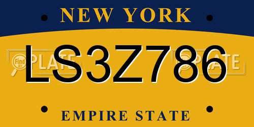 LS3Z786 New York License Plate