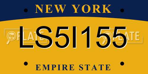 LS5I155 New York License Plate