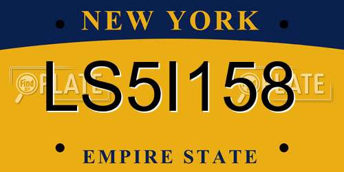 LS5I158 New York License Plate