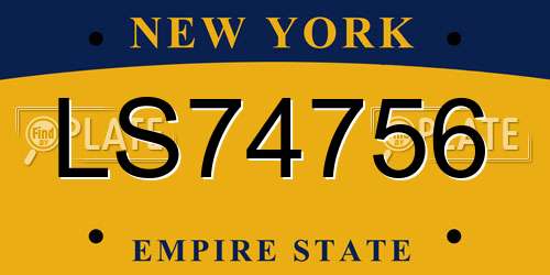 LS74756 New York License Plate