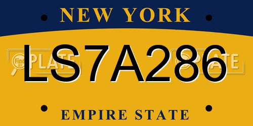 LS7A286 New York License Plate