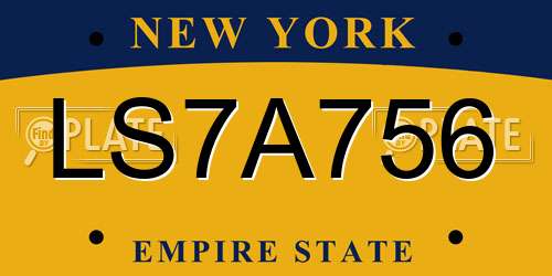 LS7A756 New York License Plate