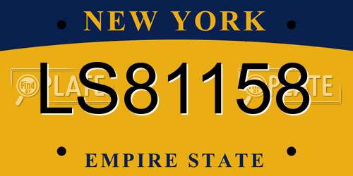 LS81158 New York License Plate