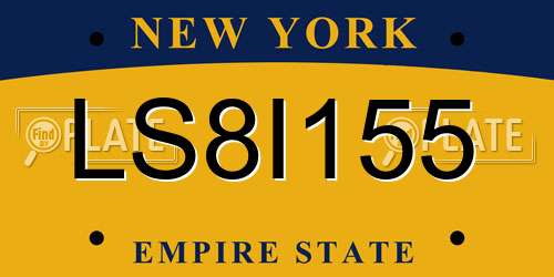 LS8I155 New York License Plate
