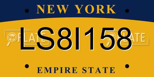 LS8I158 New York License Plate