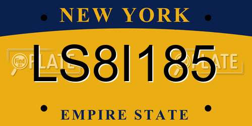 LS8I185 New York License Plate