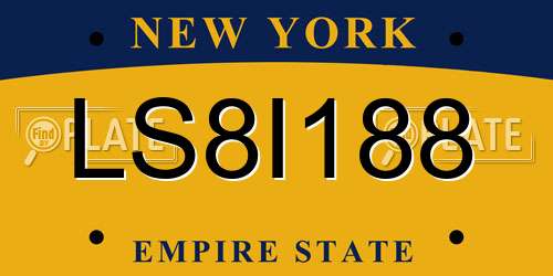 LS8I188 New York License Plate