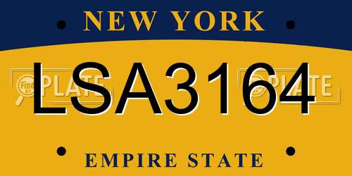 LSA3164 New York License Plate