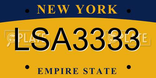 LSA3333 New York License Plate