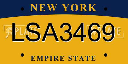 LSA3469 New York License Plate