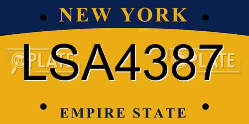 LSA4387 New York License Plate