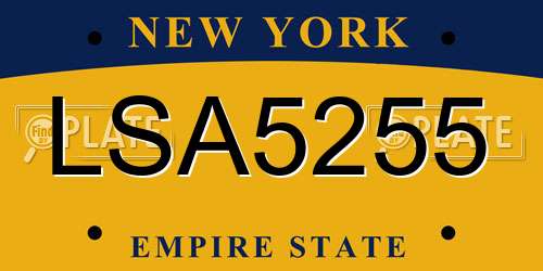 LSA5255 New York License Plate