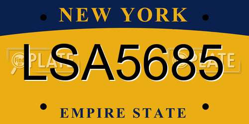 LSA5685 New York License Plate