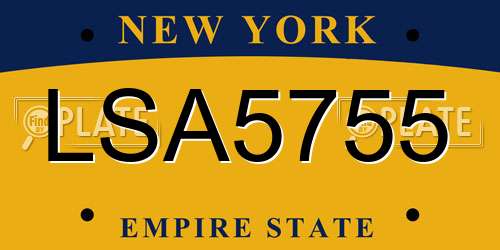 LSA5755 New York License Plate
