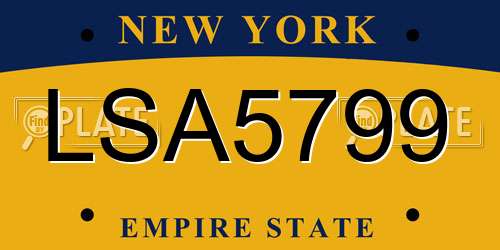LSA5799 New York License Plate