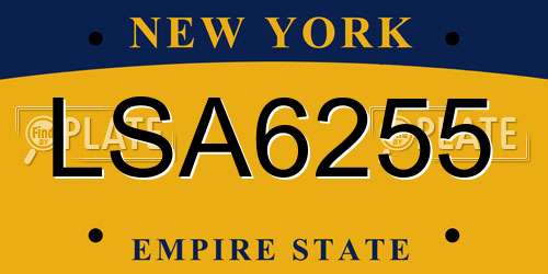 LSA6255 New York License Plate