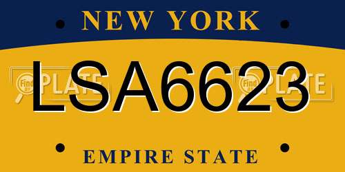 LSA6623 New York License Plate