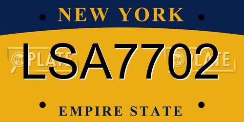 LSA7702 New York License Plate