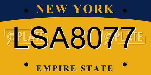 LSA8077 New York License Plate