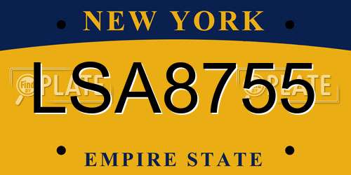 LSA8755 New York License Plate