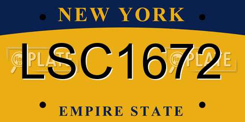 LSC1672 New York License Plate