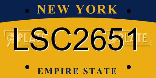 LSC2651 New York License Plate