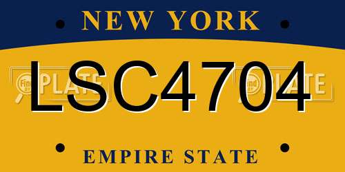 LSC4704 New York License Plate