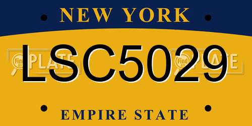 LSC5029 New York License Plate