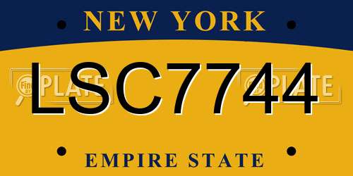 LSC7744 New York License Plate