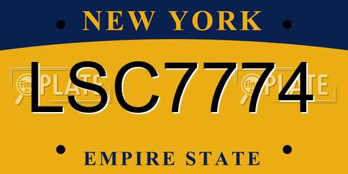 LSC7774 New York License Plate