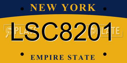 LSC8201 New York License Plate