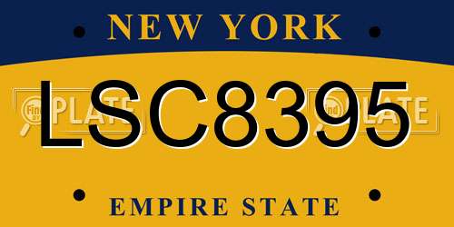 LSC8395 New York License Plate