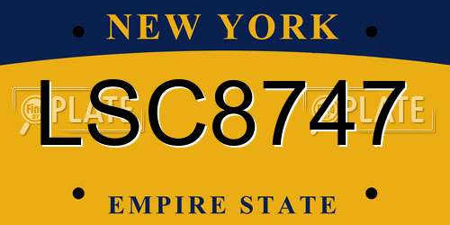 LSC8747 New York License Plate