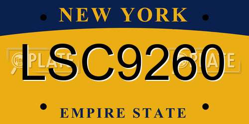 LSC9260 New York License Plate