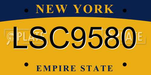 LSC9580 New York License Plate