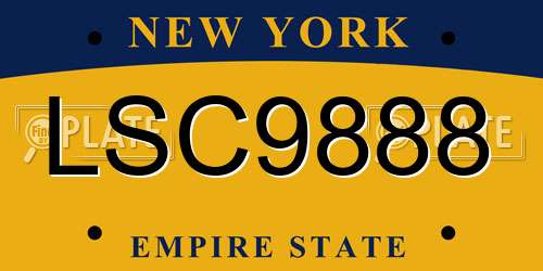 LSC9888 New York License Plate