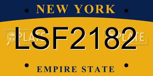 LSF2182 New York License Plate