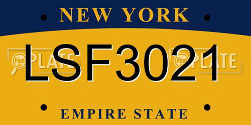 LSF3021 New York License Plate