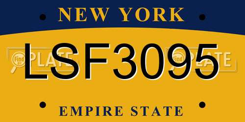 LSF3095 New York License Plate