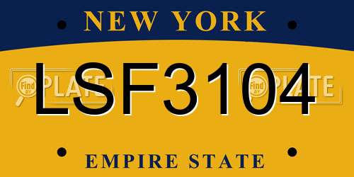 LSF3104 New York License Plate