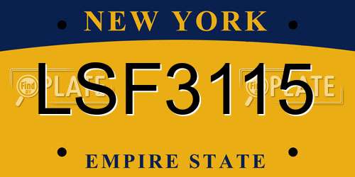 LSF3115 New York License Plate