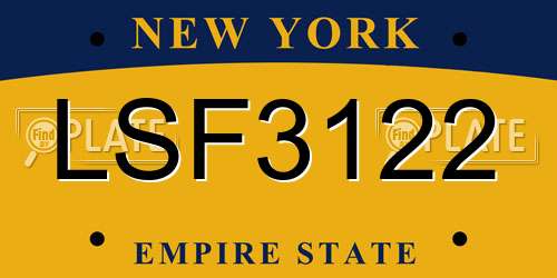 LSF3122 New York License Plate