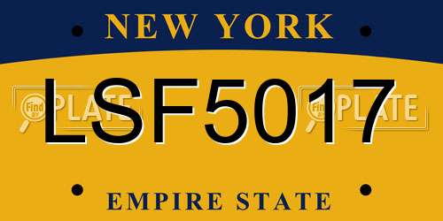 LSF5017 New York License Plate