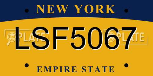 LSF5067 New York License Plate