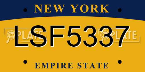 LSF5337 New York License Plate