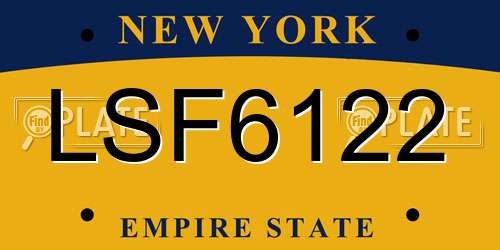 LSF6122 New York License Plate