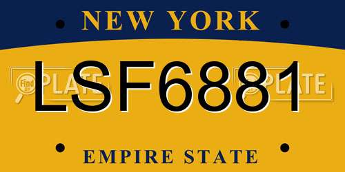 LSF6881 New York License Plate